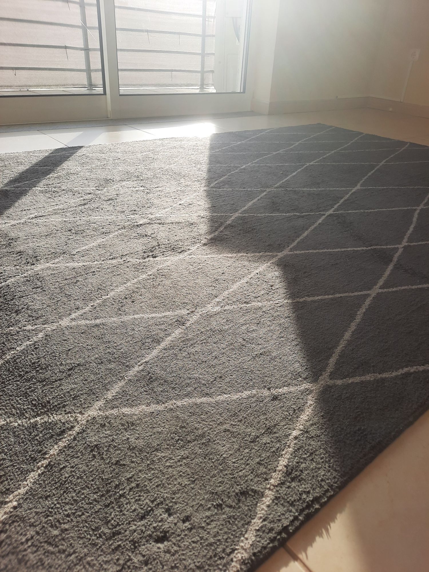 Carpete cinza escuro com riscas brancas 160x230
