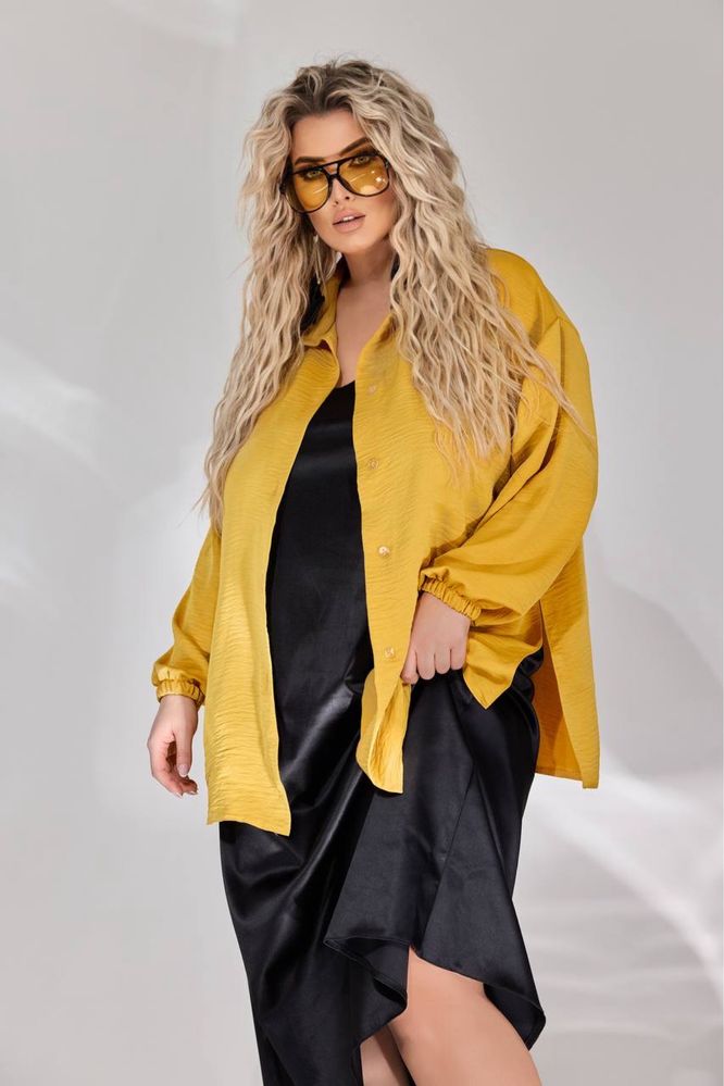 Стильна жіноча Оверсайз сорочка блузка Батал великий розмір