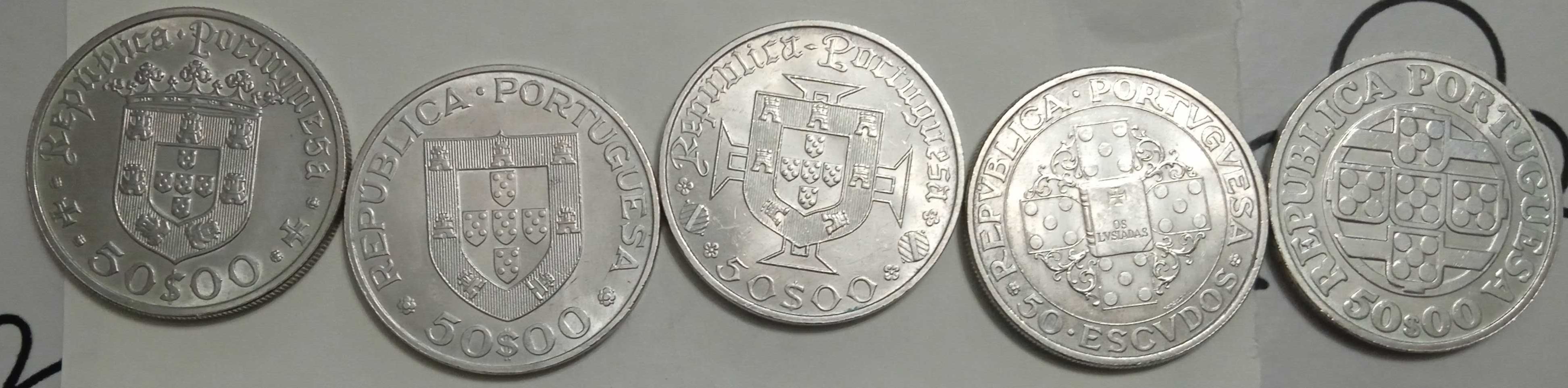 Moedas de prata comemorativas de 50 escudos