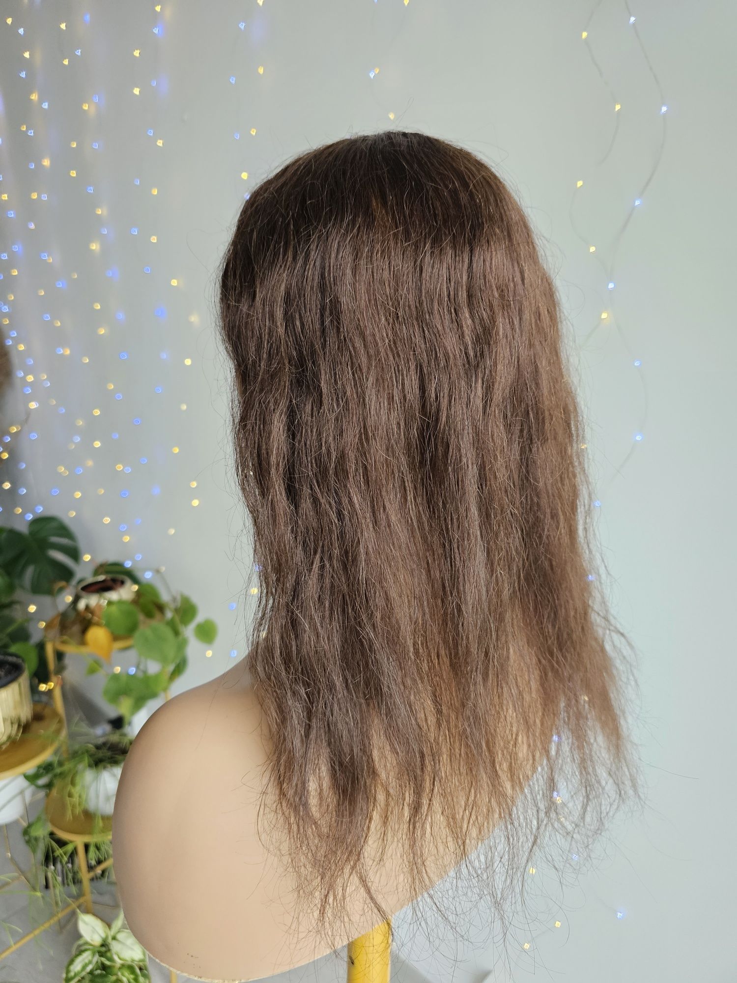 Tupet topper z włosów naturalnych fale falowane Ola brąz 50 cm