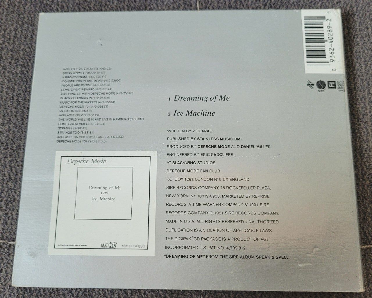 Depeche Mode Dreaming Of Me USA CD Single Digipack