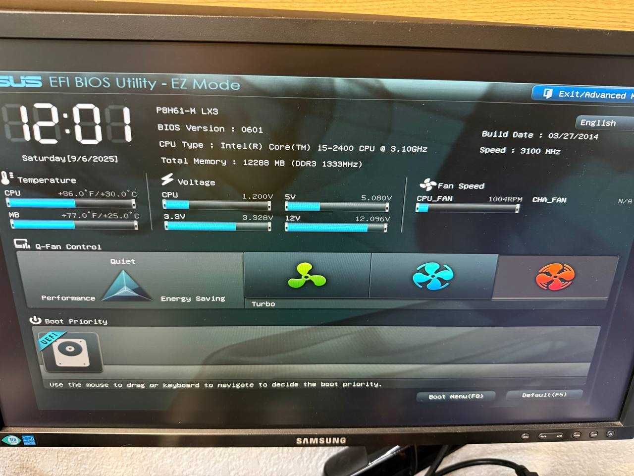 Комплект Intel I5 2400 \ Asus P8H61-M \ DDR3 12GB