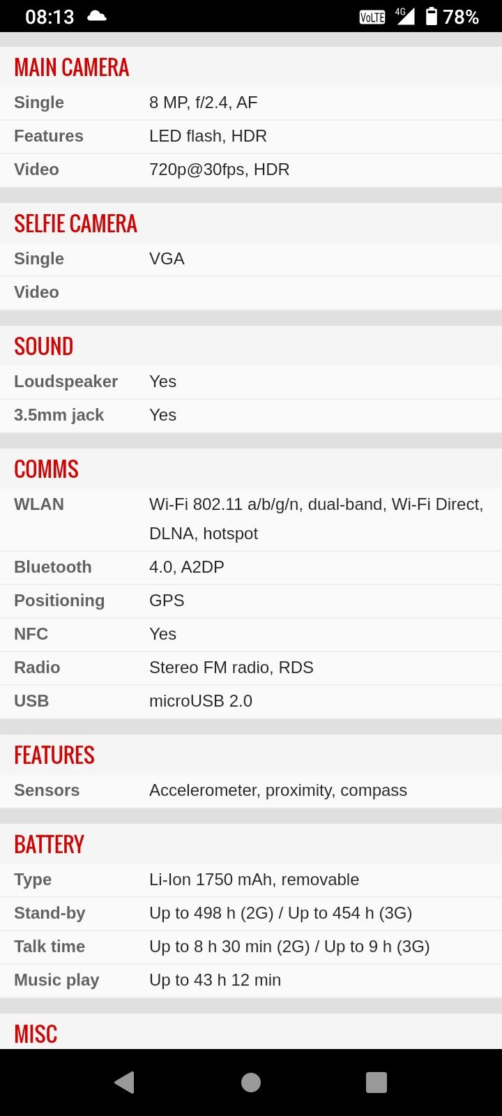 Sony Xperia L (GPS/NFC/Bluetooth)