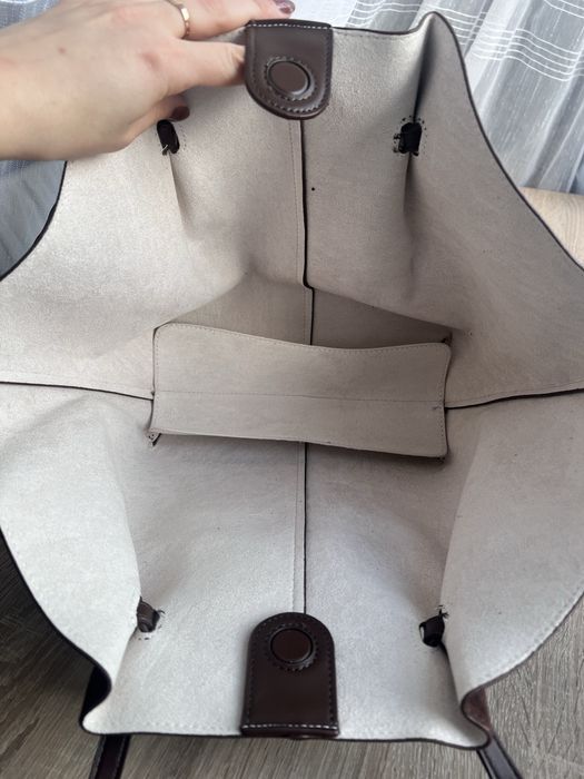 Сумка замшева шоколадна, чорна, велика