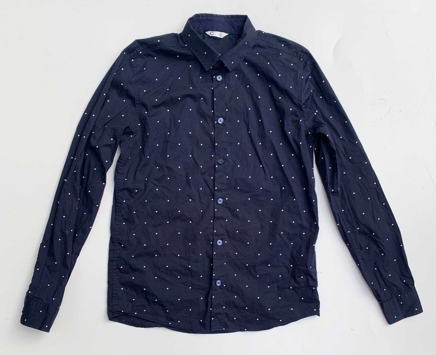 Koszula Cubus Granatowa 164 cm 14 lat Kropki Groszki Eleganckie