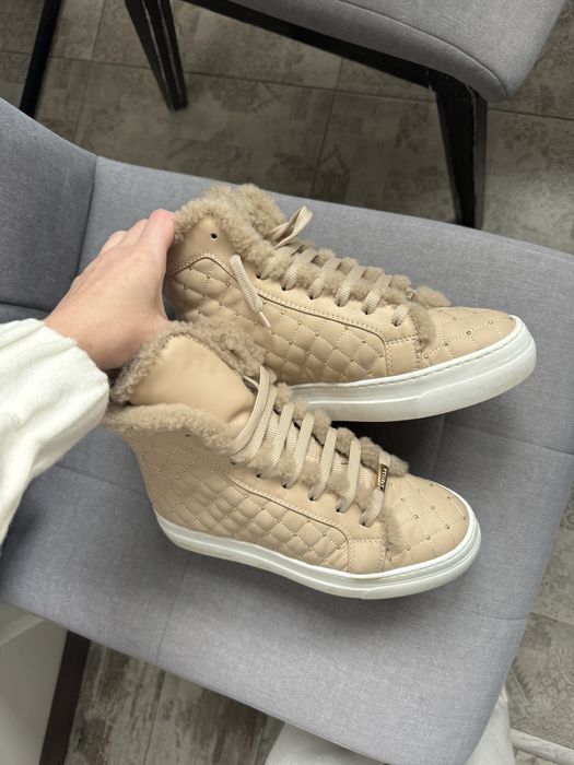 Кеды зимние le silla бежевые хайтопы ботинки