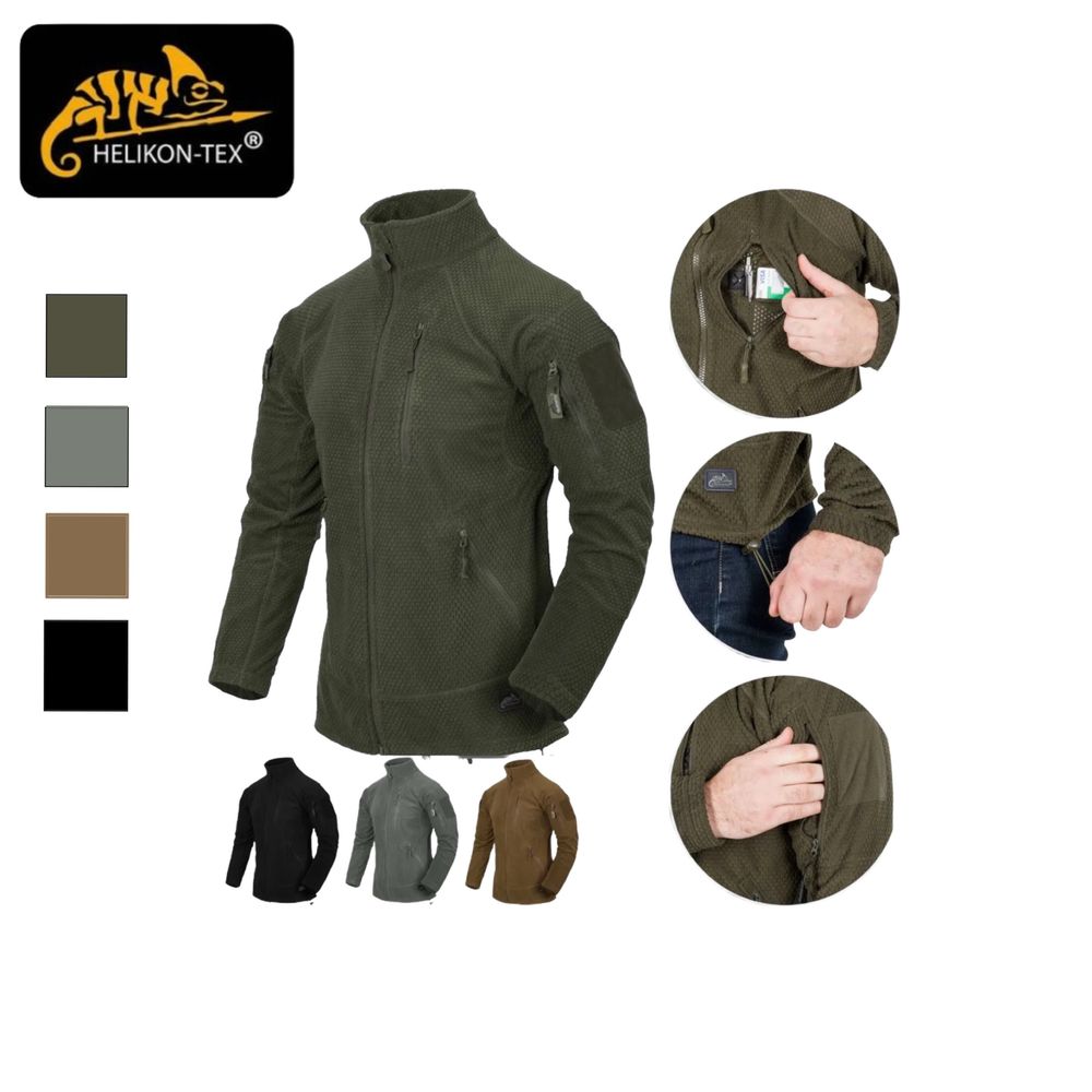 Флісова кофта Helikon-Tex Alpha tactical олива, койот, чорний, сірий
