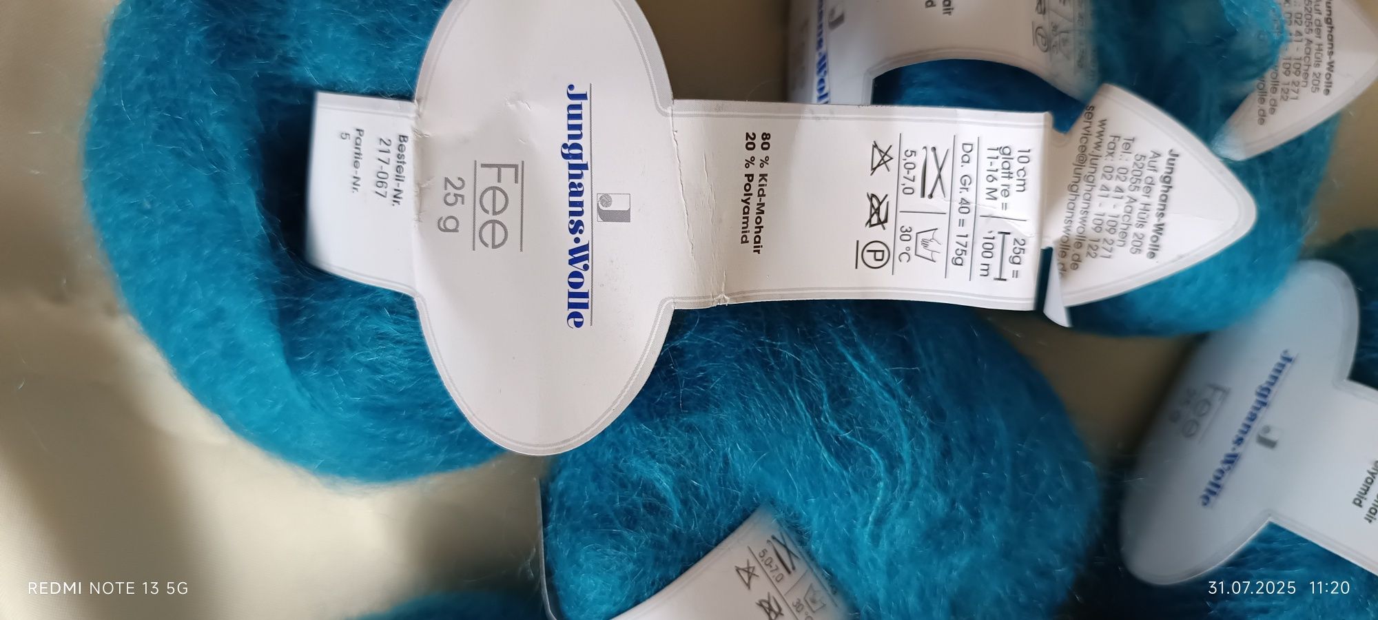 Włóczka  80% Kid Mohair + 20% Polyamid, wełna