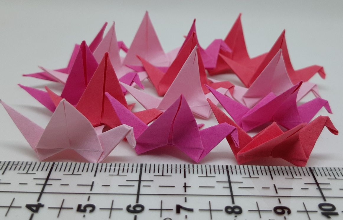 15 x Mini żuraw origami handmade zestaw różowy