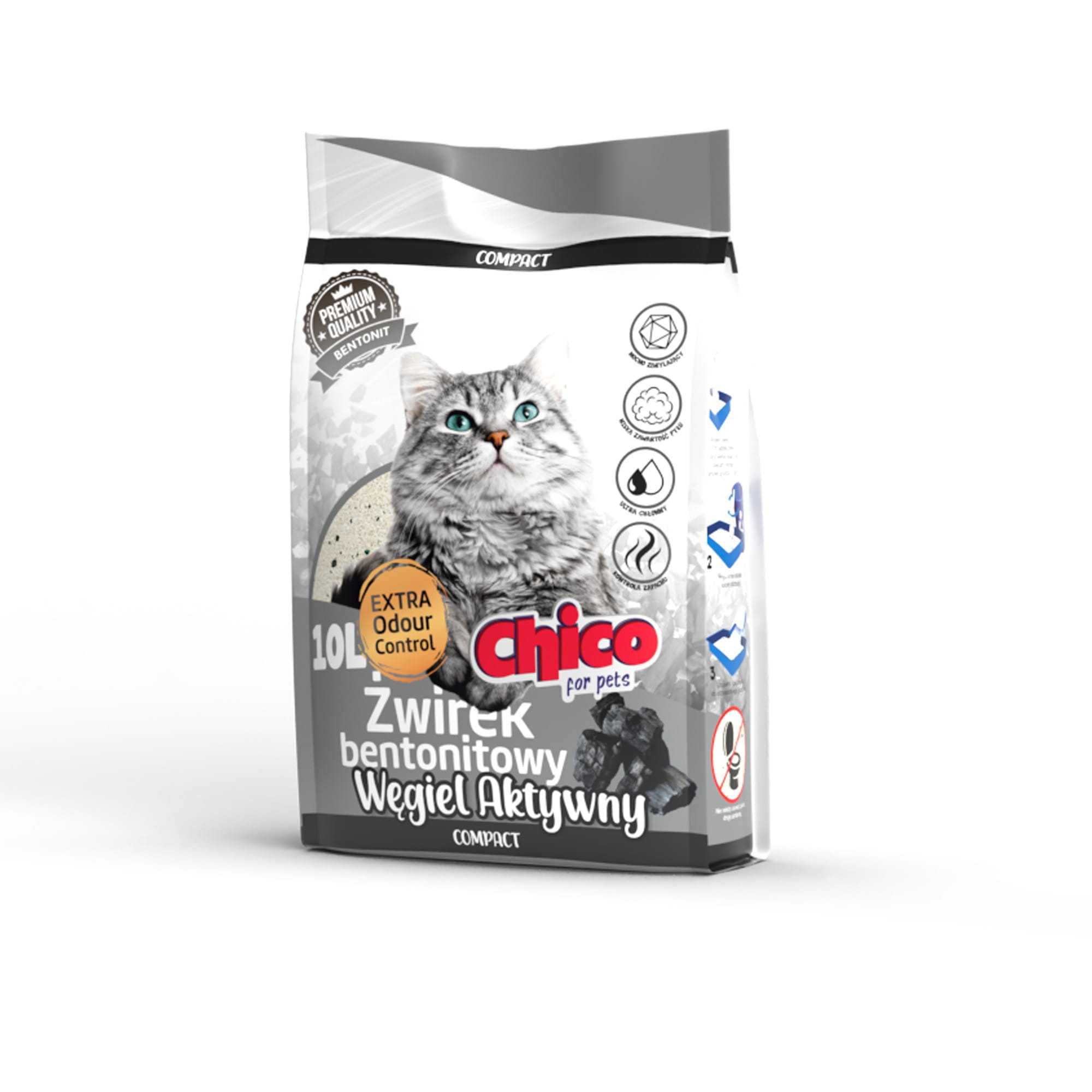 CHICO Compact Aktywny Węgiel 10l żwirek dla kota