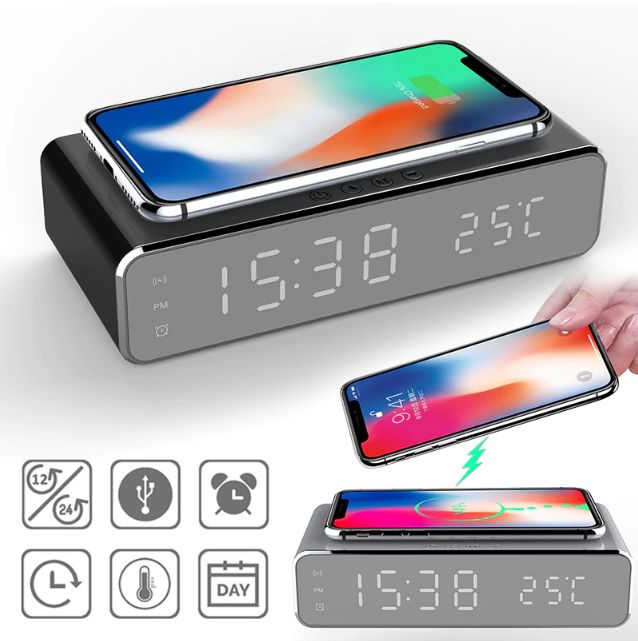Espertador com carregador de telemóvel
