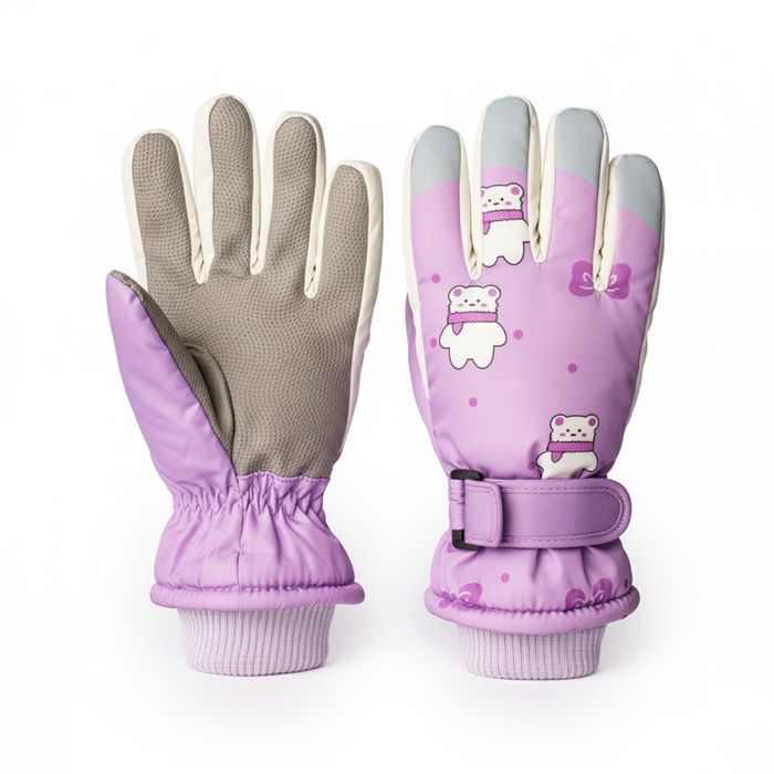 Rękawice narciarskie zimowe rękawiczki ocieplane różowe wodoodporne