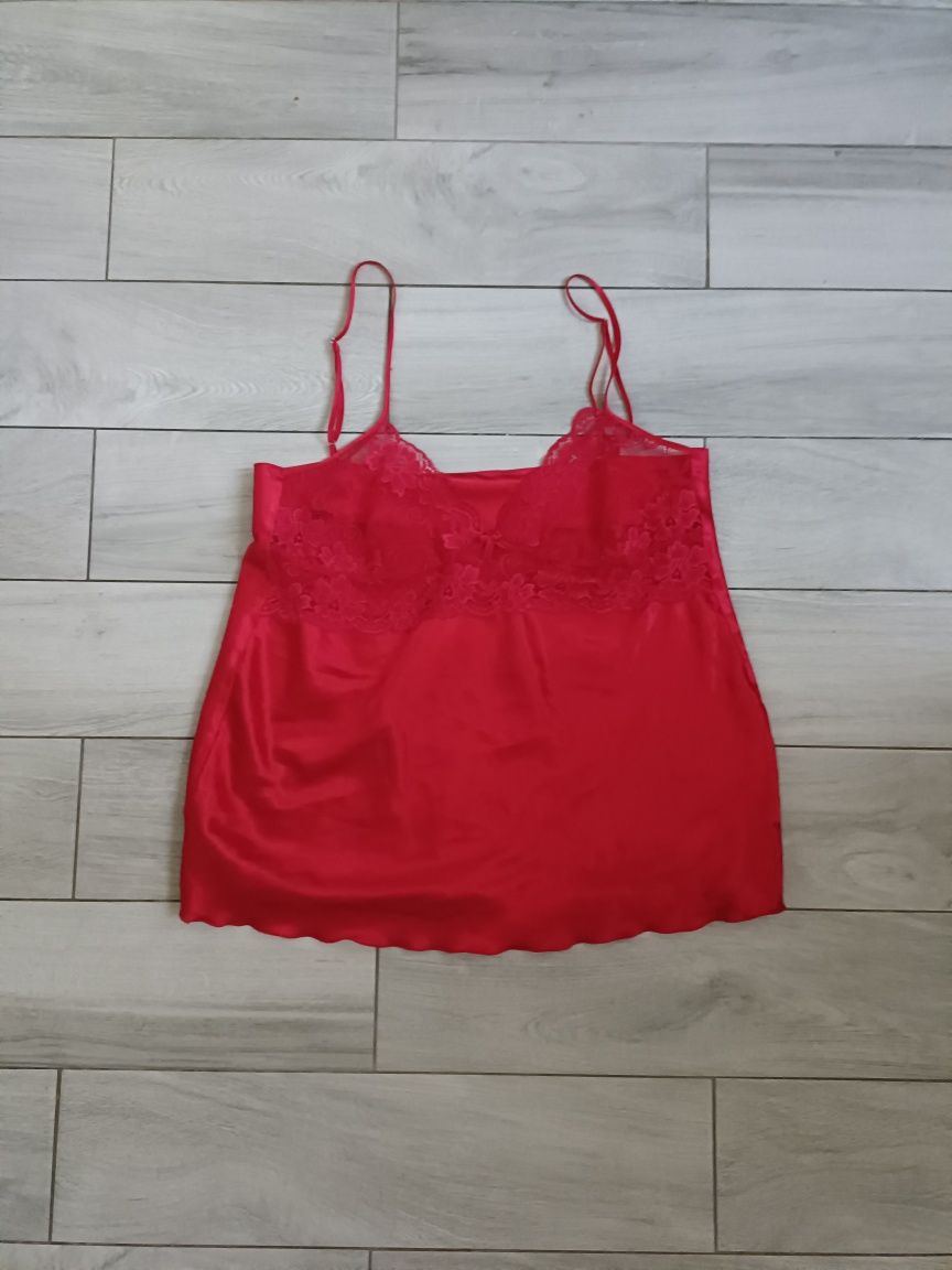 Koszulka koronka Góra do spania 2xl xxl czerwona plus size