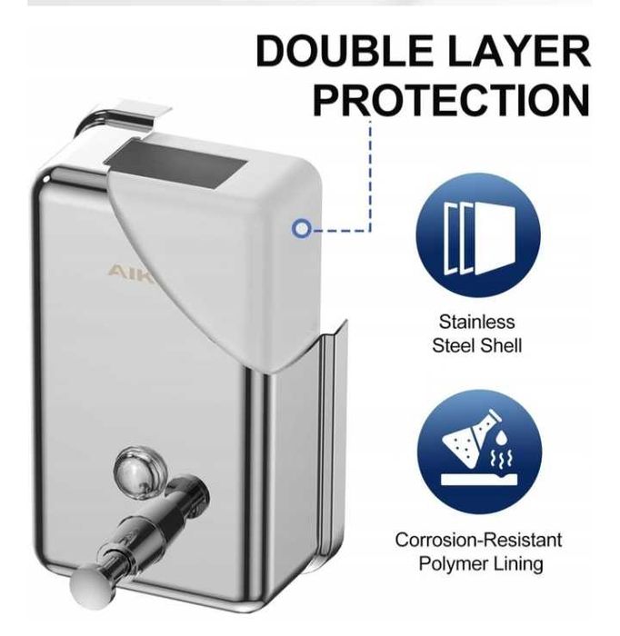 Dozownik do mydła AIKE naścienny ręczny ze stali nierdzewnej 500ml