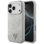 Etui Guess Glitter Triangle Logo MagSafe na iPhone 17 Pro - srebrne