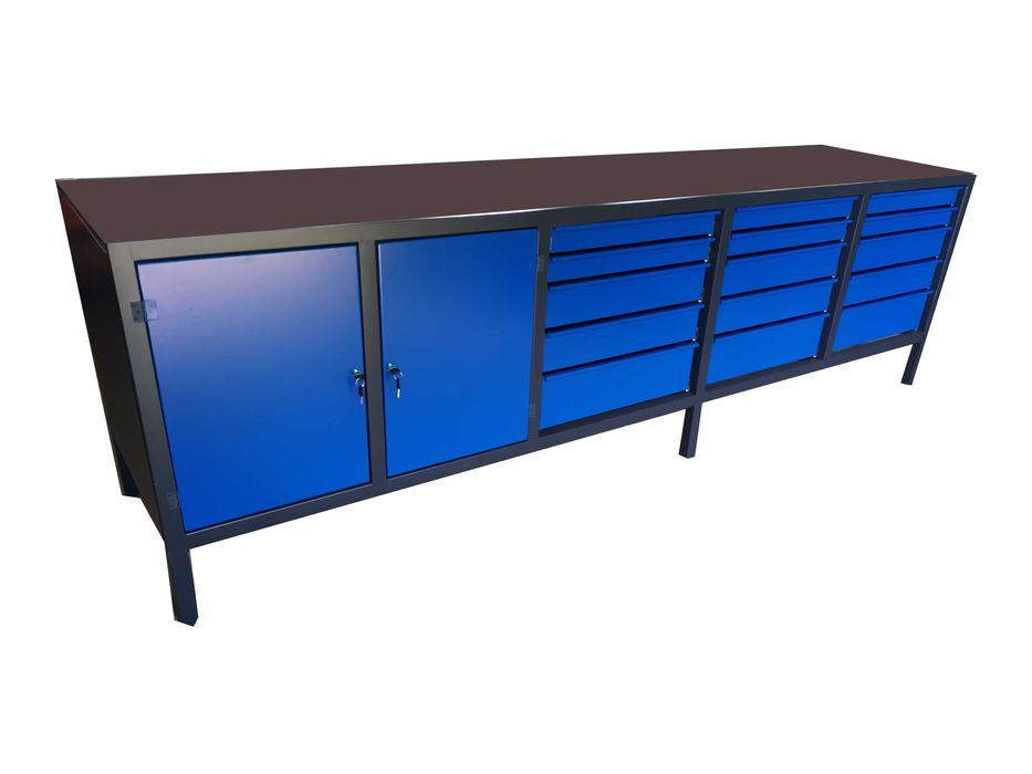 Stół warsztatowy metalowy szuflady pełny wysuw solidny