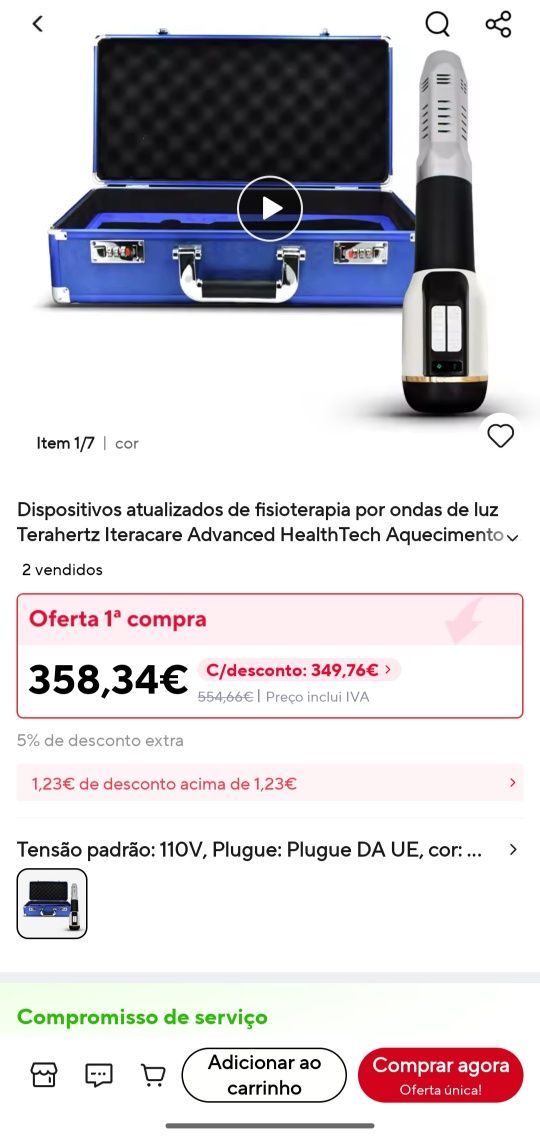 Dispositivo Portátil de Terapia por Ondas de TeraHertz