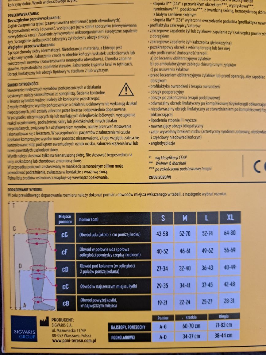 Pończochy uciskowe wyrób medyczny