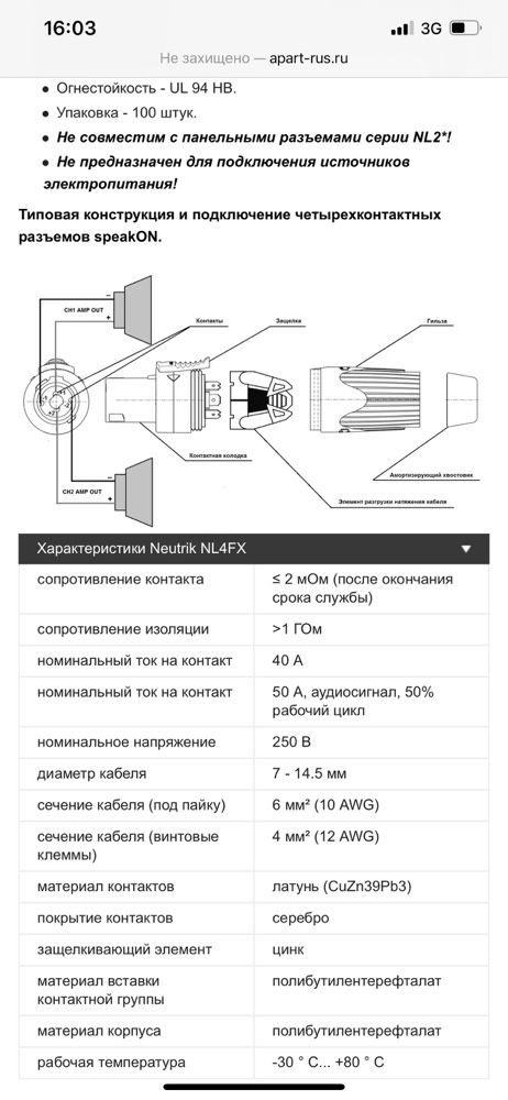 NL4FX-D Neutrik Разъем speakON кабельный 110 штук оптом