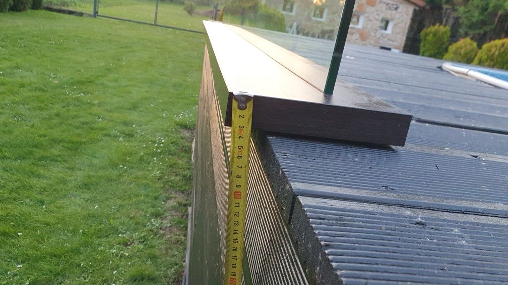 Półka wisząca wenge drewno-szkło