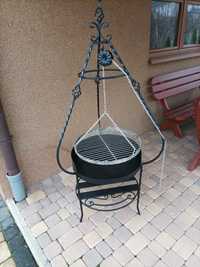 Grill ogrodowy kuty, ruszt 60cm ze stali nierdzewnej. Nowy