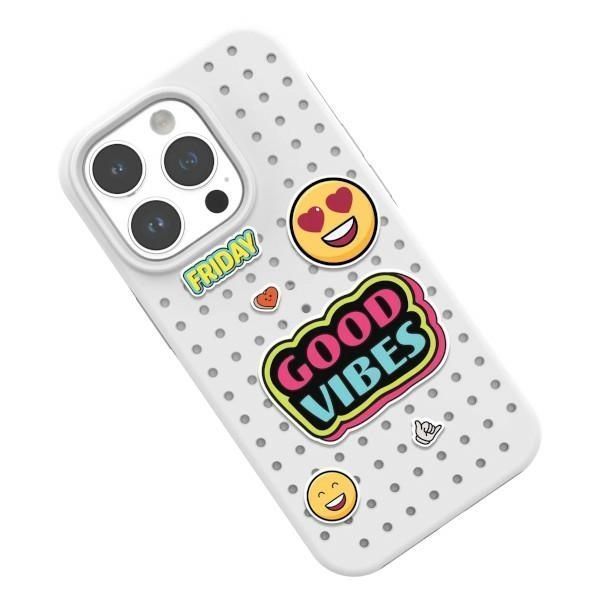 Etui Pinit Dynamic + Przypinki Emoji - Czarny - iPhone 14/15/13 6.1"