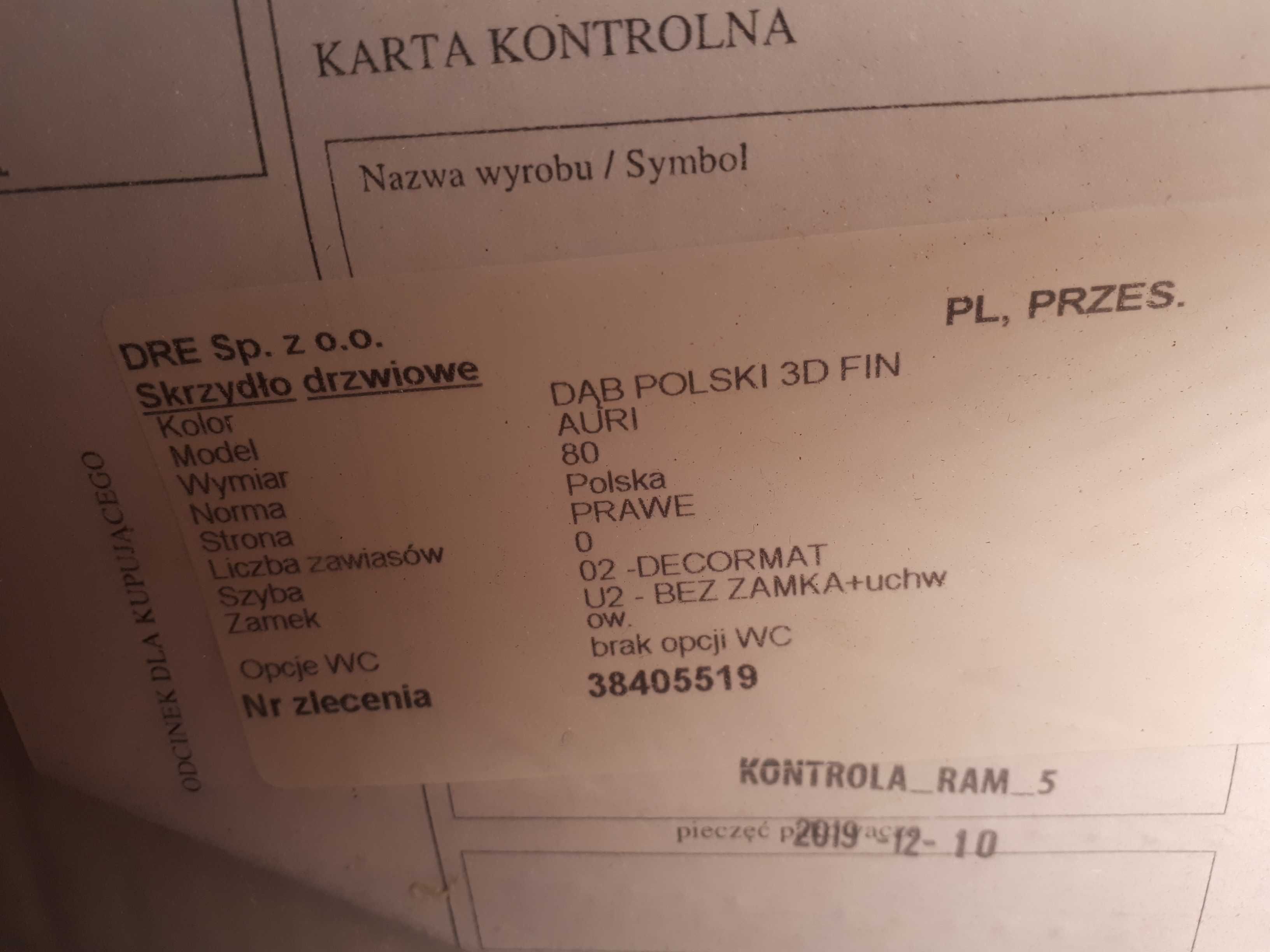 Sprzedam drzwi przesuwne Dre Auri nowe zapakowane 80 prawe komplet.
