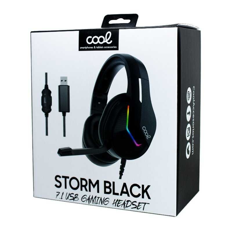 Auscultadores Headsets PC PS4 PS5 Xbox Gaming Storm Black USB 7.1