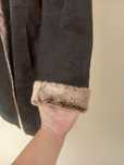 Genuine leather vintage coat with faux fur