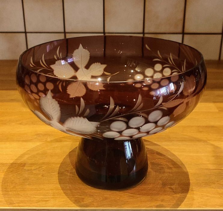 Egerman kryszta rubinow misa Wigilia półmisek vintage prl retro design