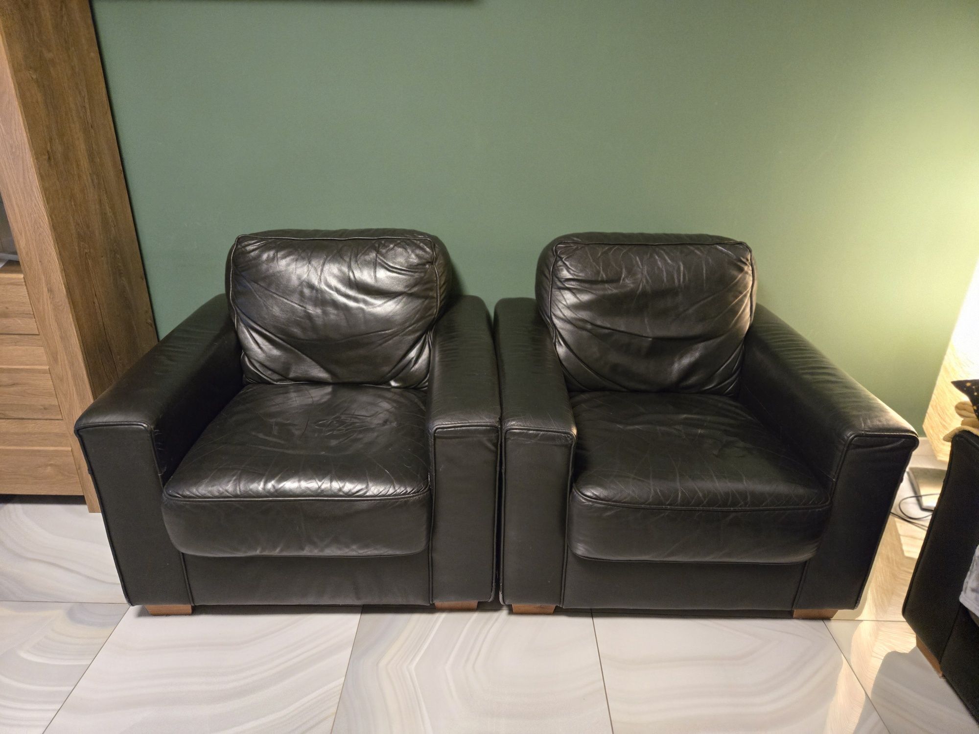 Komplet mebli wypoczynkowych skóra sofa fotele