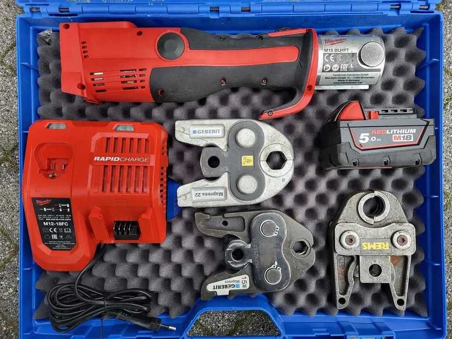 Zaciskarka Milwaukee BLHP6T + Szczęki M15 M22 U25 + Aku 5Ah Ładna!!