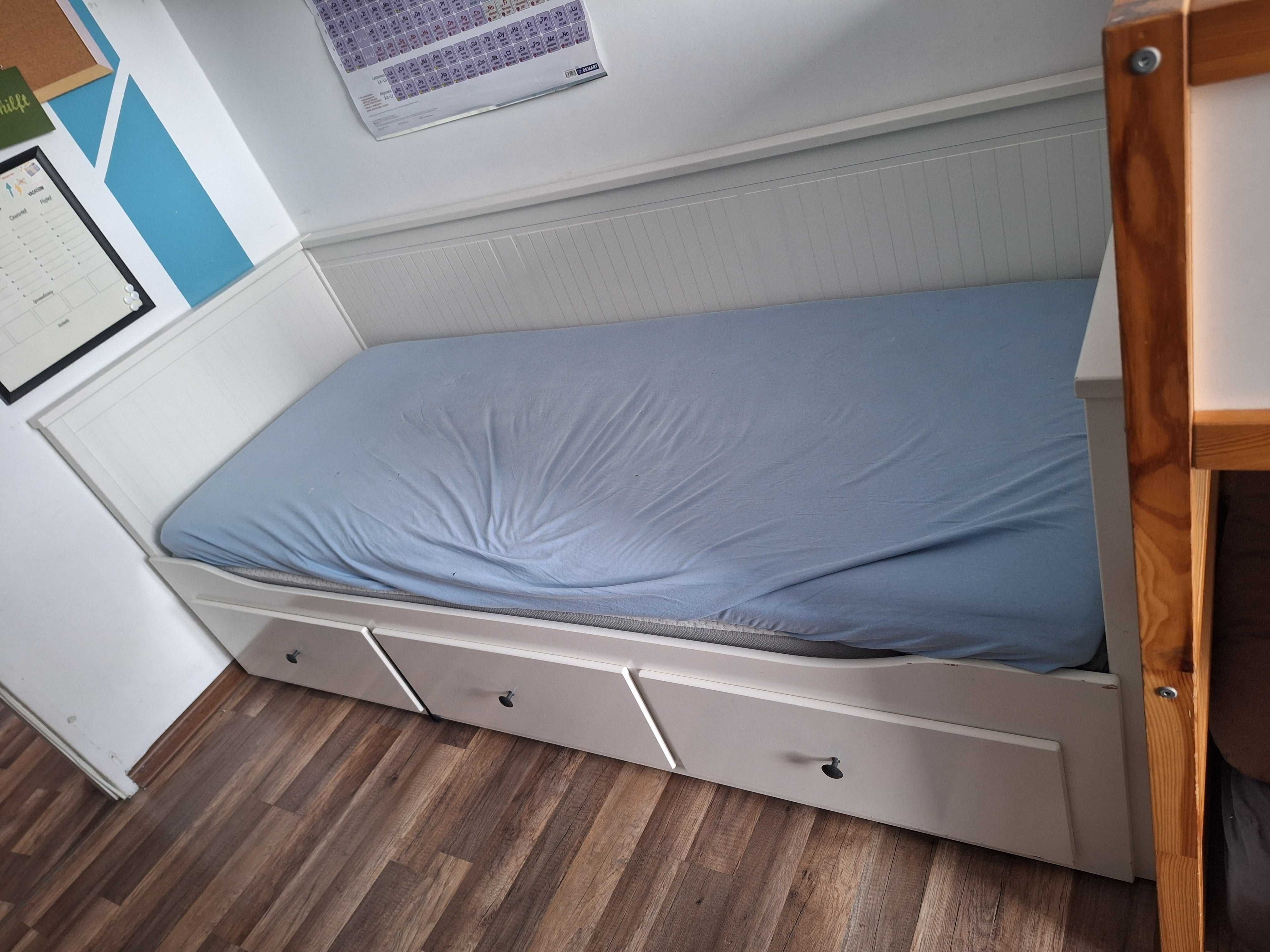 HEMNES
Łóżko z 3 szufladami, 1 materace  80x200 cm