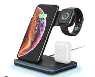 Ładowarka indukcyjna Iphone 3w1 15W Czarna