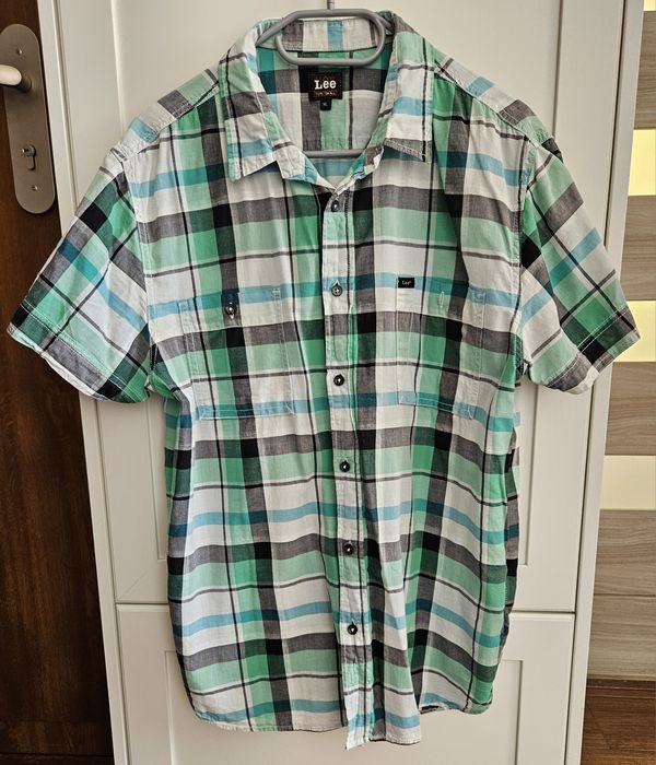 Koszula męska z krótkim rękawkiem; XL; Lee; biała w kratkę
Rozmiar: XL