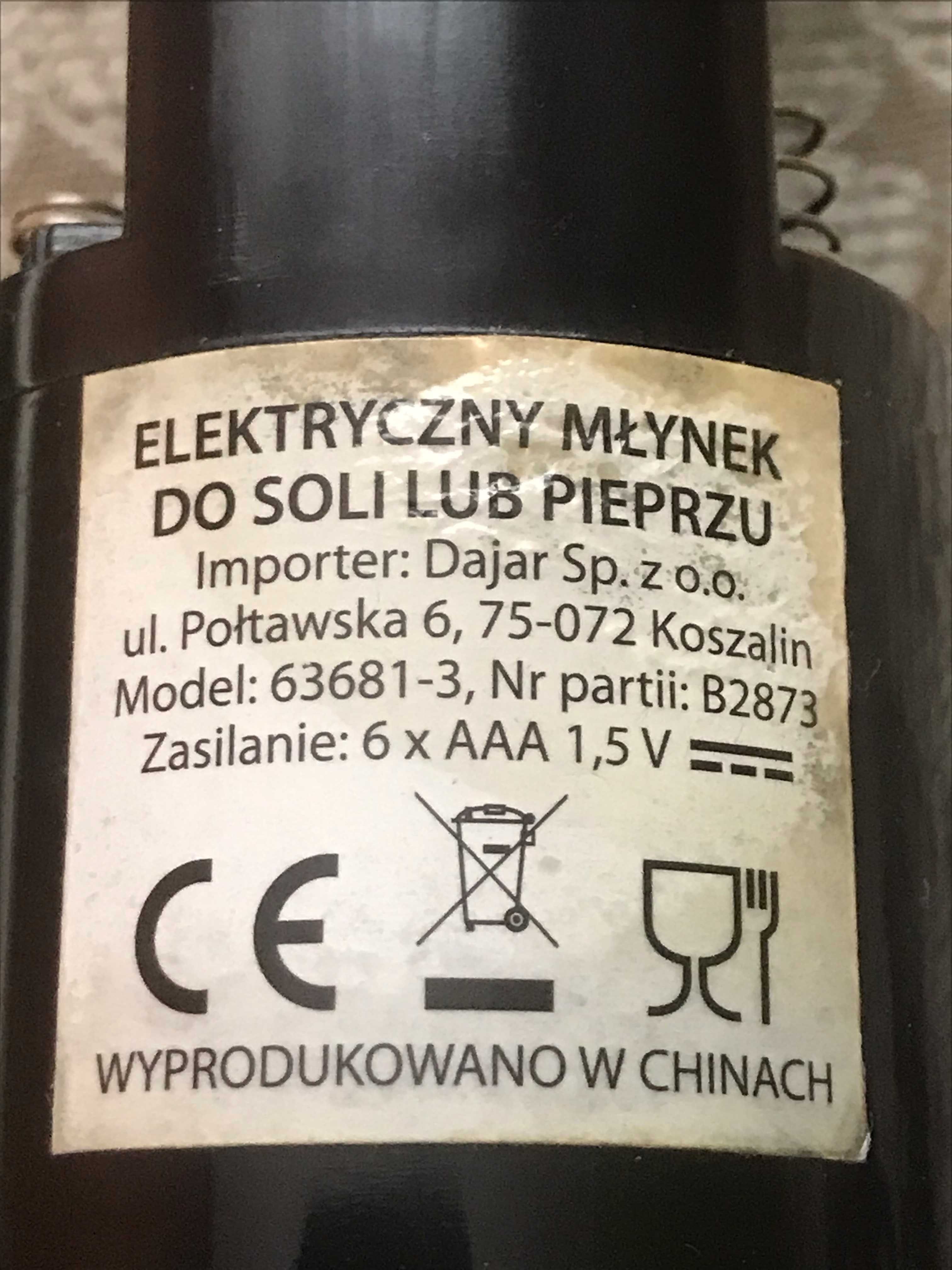 Elektryczny młynek do pieprzu 63681