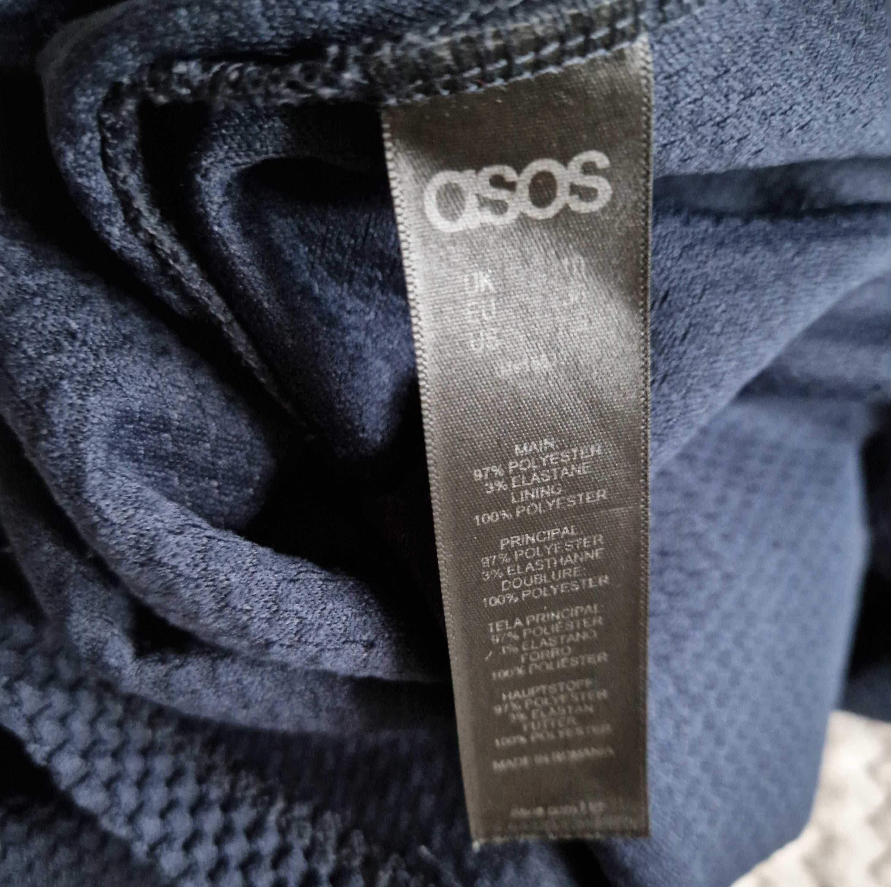 ASOS granatowa elegancka sukienka biurowa koktajlowa z fakturą M 38