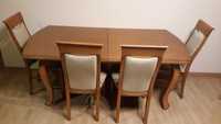 Stół drewniany 180 - 240 x 90 i krzesła