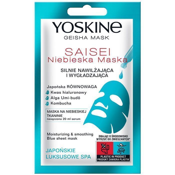 Yoskine  maska w płachcie na niebieskiej tkaninie saisei 20ml