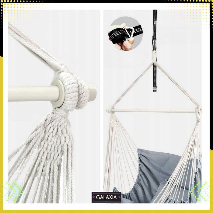 Fotel Wiszący KRZESŁO BRAZYLIJSKIE Huśtawka Hamak Ogrodowy Balkon BOHO