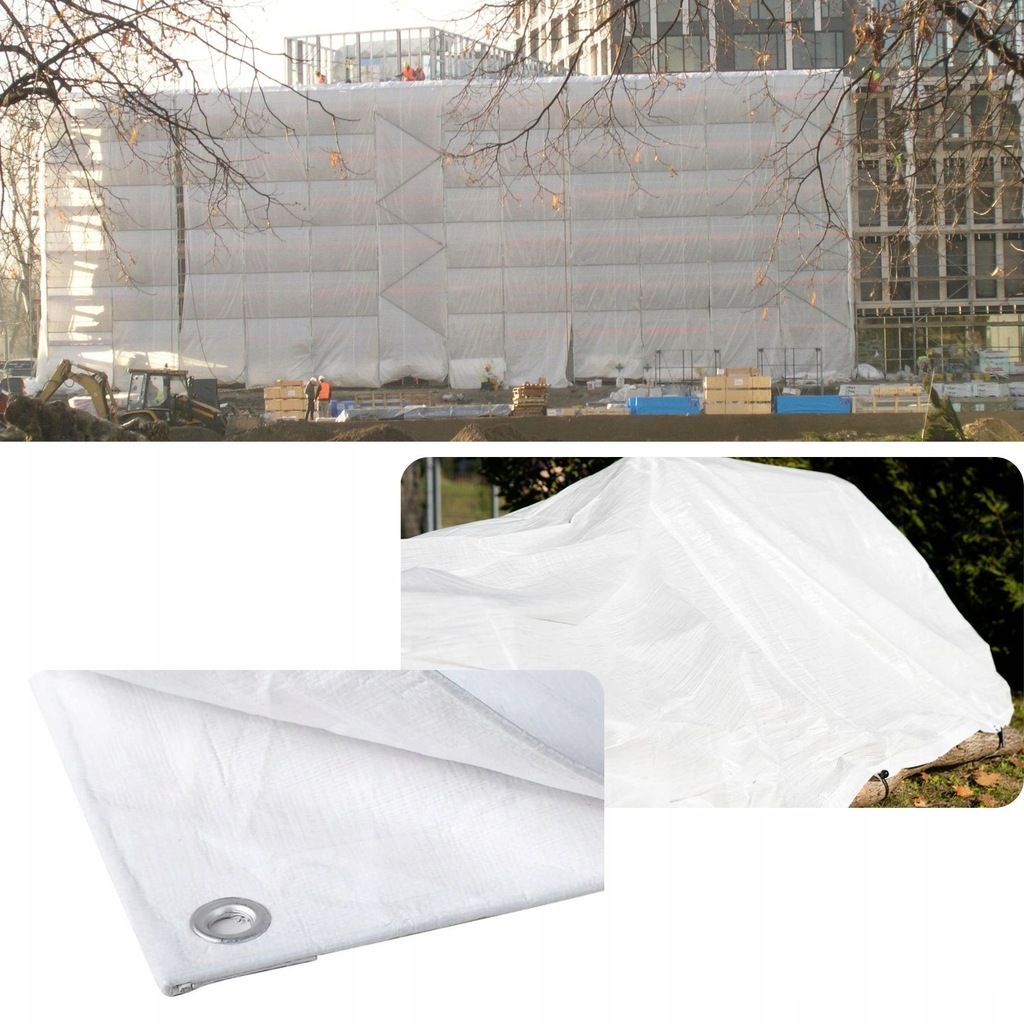 Plandeka biała 3x4m 60g super mocna gruba z oczkami