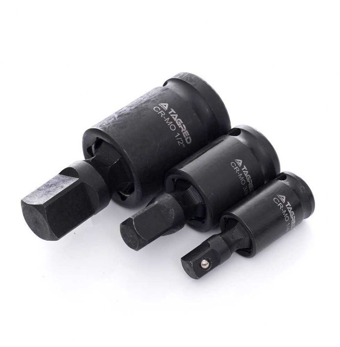 Przeguby kuliste udarowe 1/2" 1/4" 3/8", zestaw 3 sztuk