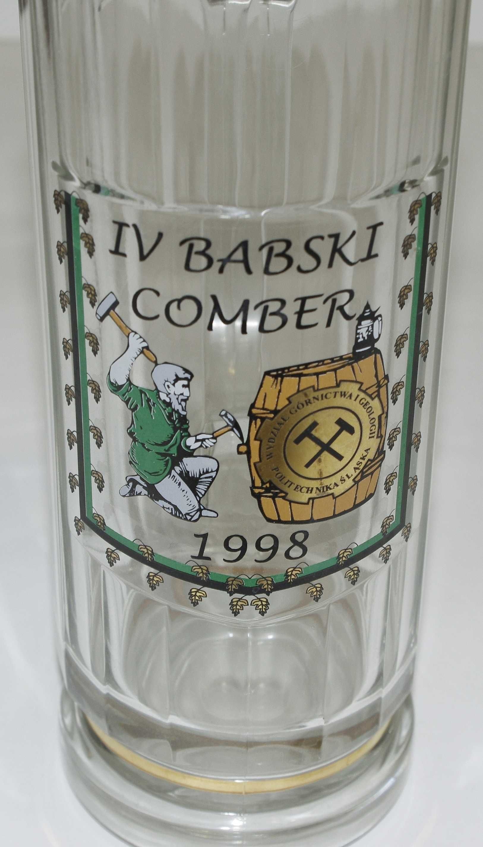 Kufel „IV Babski Comber. 1998. Politechnika Śląska.” (Szkło)