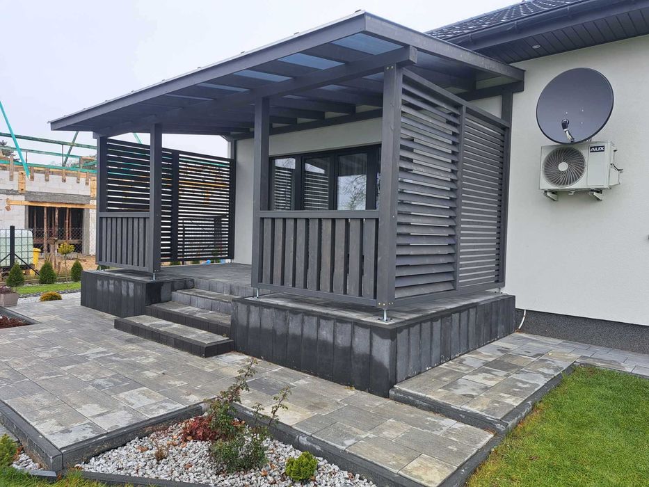 Zadaszenia Tarasow z drewna Bsh i Poliweglanu