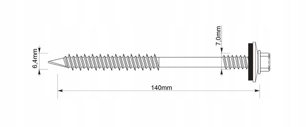 wkręty gtrw sp a19 6,4/7,0x140mm ral 9006