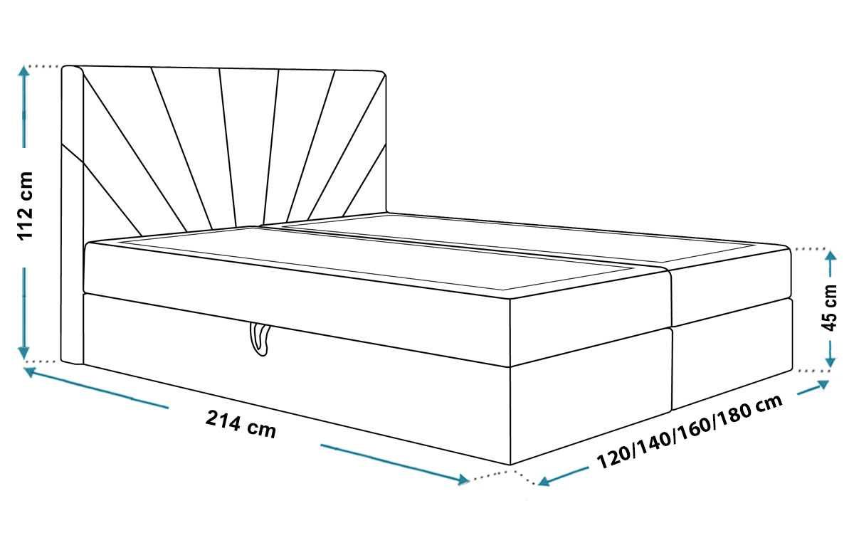 Łóżko kontynentalne BOX VI 180 × 200 topper GRATIS!