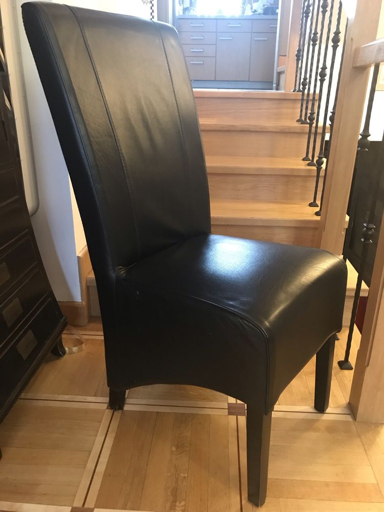 Krzesła skórzane czarne Almi Decor