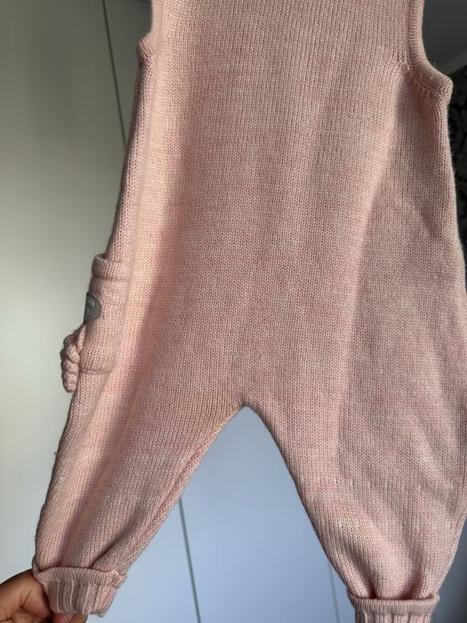 Wełniane spodnie merino na szelki ogrodniczki 62 68 74 cm Lillelam