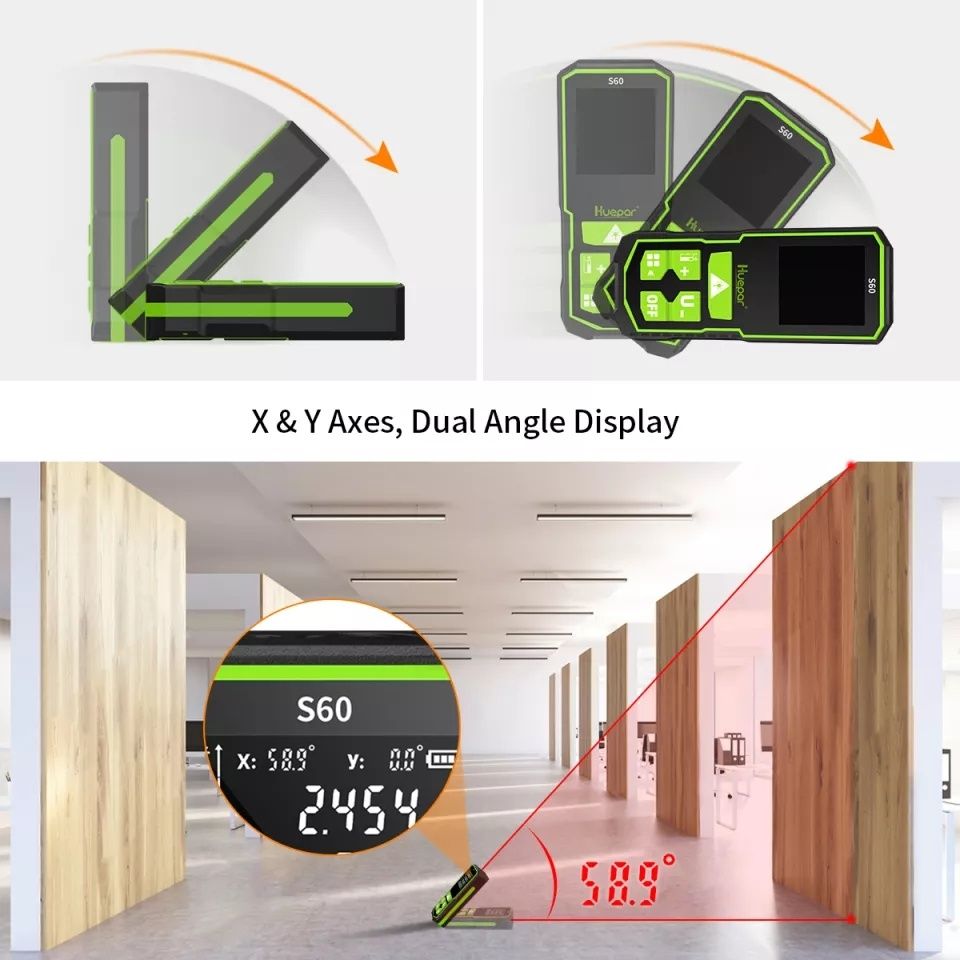 Лазерный дальномер HUEPAR S120 рулетка 120м Type-C +Eneloop AA*2шт.