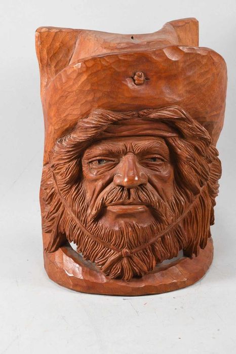 Rzeźba w drewnie sygnowana C. FASSI – UNIKATOWE dzieło SZTUKI LUDOWEJ